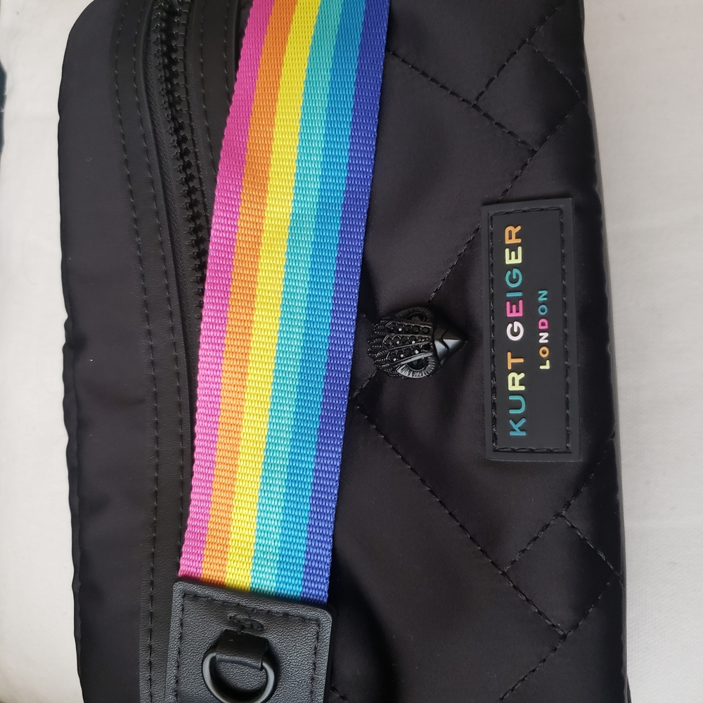 Kurt Geiger Black Rainbow Strap Crossbody Bag - Picture 8 of 10